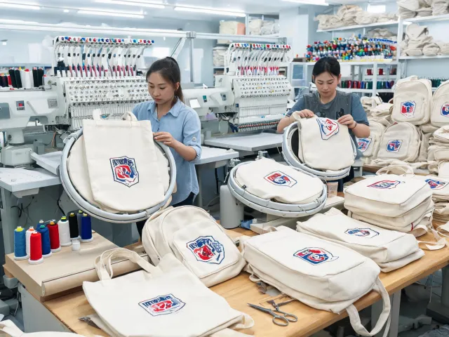 Promotional bag embroidery